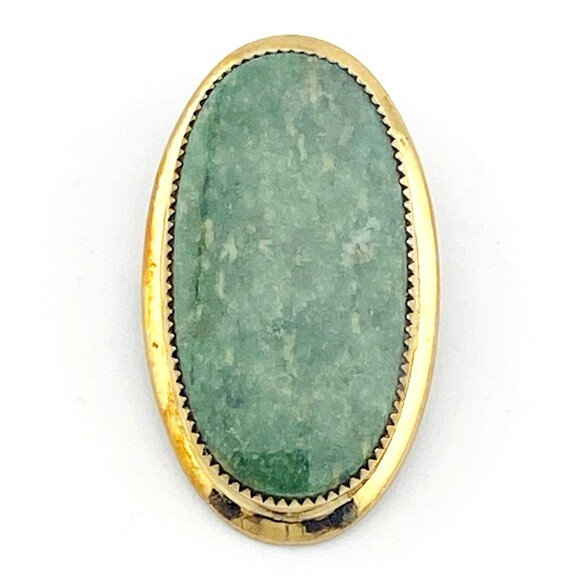 Connemara Irish Jade Gold Filled Pendant Converts to Pin Brooch Vintage Oval - Picture 1 of 6